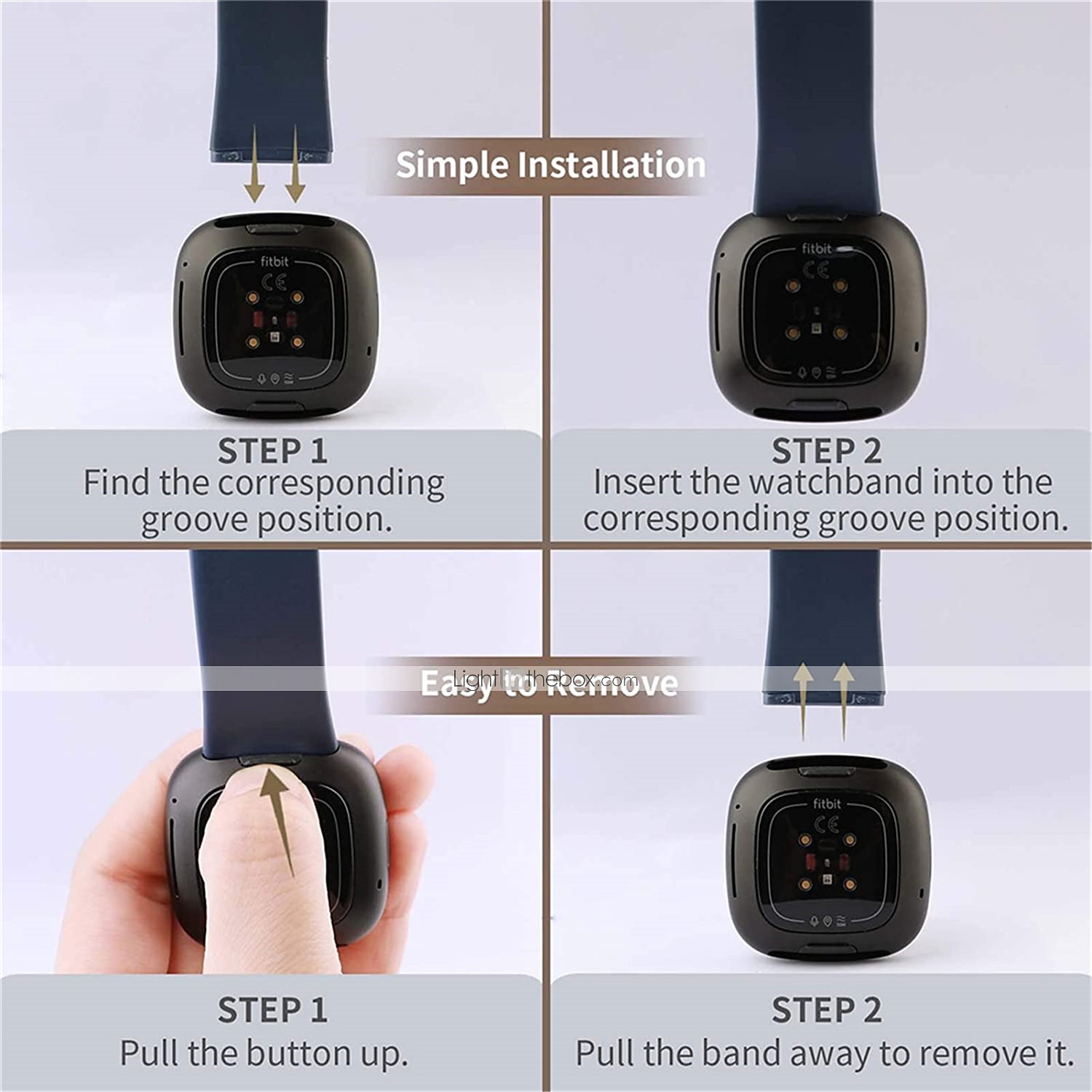 For Fitbit Versa 3 /Sense Silicone Strap Wristband Replacement