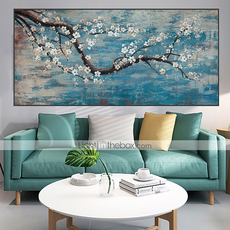 Oil Painting Hand Painted Horizontal Panoramic Landscape Floral / Botanical Modern Rolled Canvas (No Frame) 2025 - $83.99 –P4