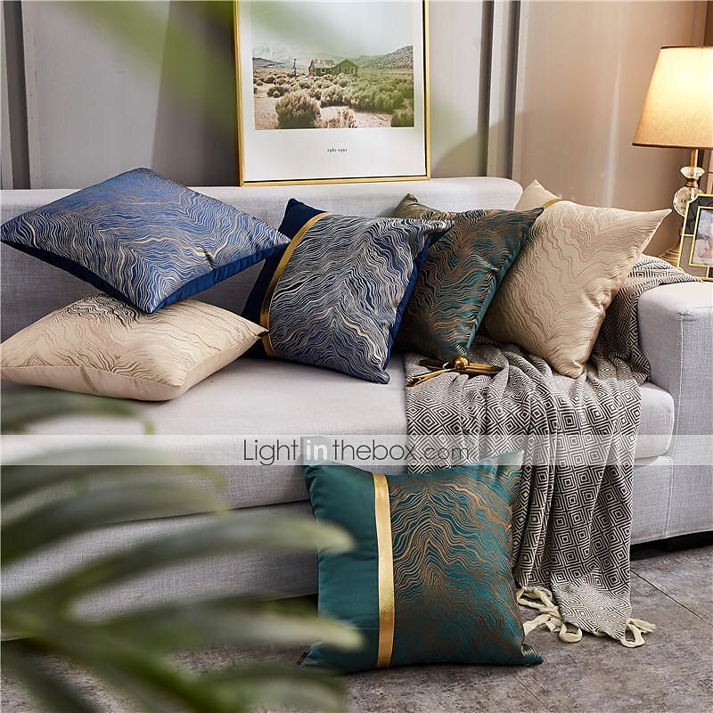 Almofadas decorativas textura cor combinando linha dourada jacquard bordado capa de almofada sala de estar quarto sofá capa de almofada almofada ao ar livre para sofá cama cadeira de 2025 por $19.99 –P10