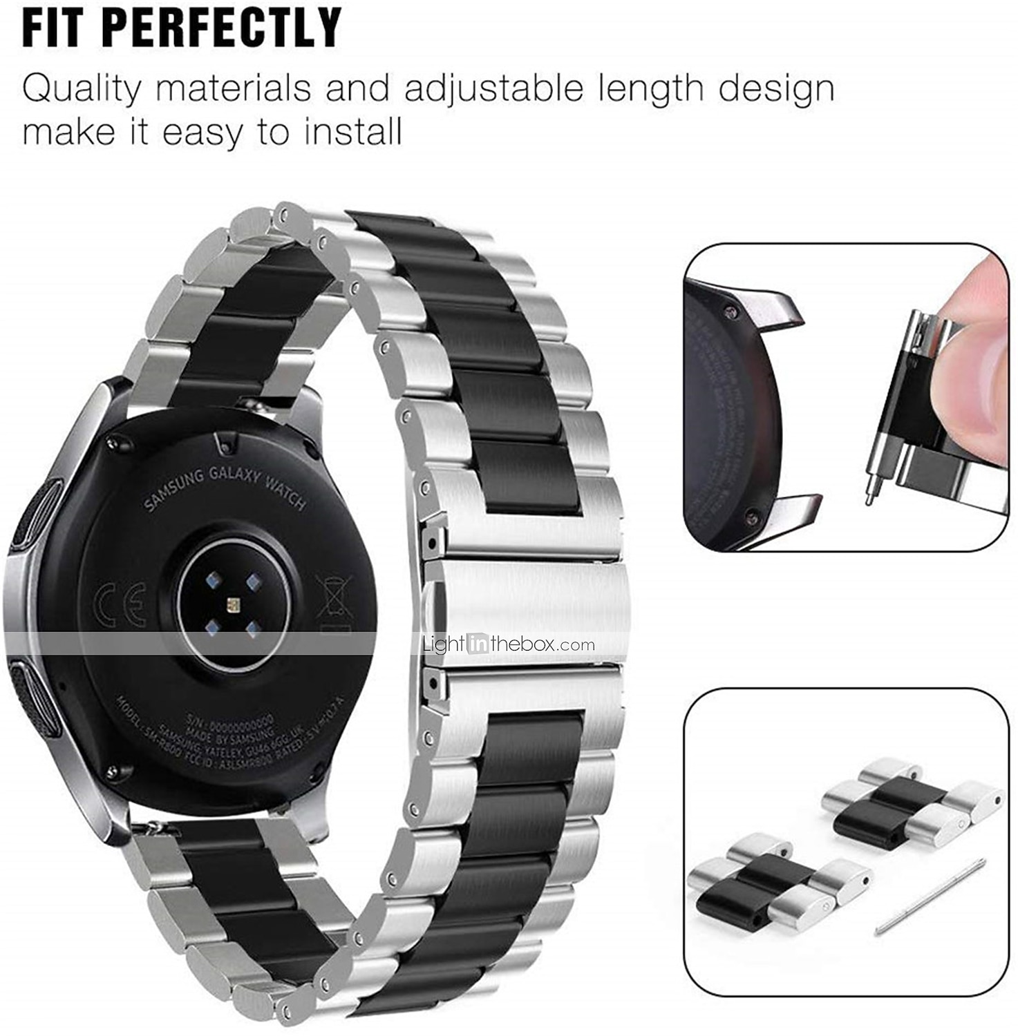 Watch Band for Samsung Watch 3 45mm, Galaxy Wacth 46mm, Gear S3 Classic / Frontier, Gear 2 Neo Live Stainless Steel Replacement  Strap 22mm Business Classic Clasp Wristband 2026 - $14.99 –P3