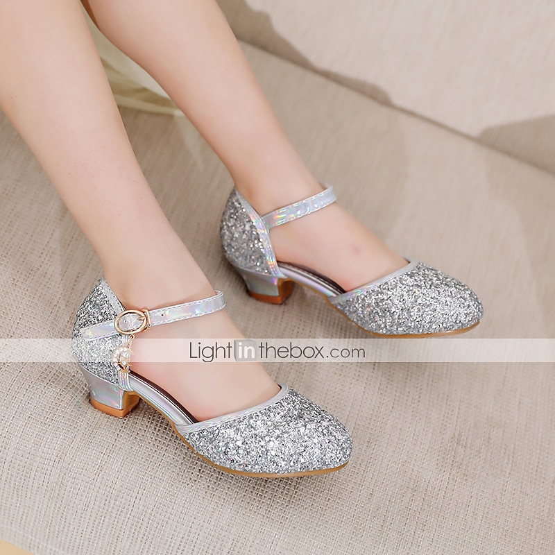 Girls' Heels Party Princess Shoes Glitters Rubber PU Little Kids(4-7ys) Big Kids(7years +) Daily Party & Evening Walking Shoes Rhinestone Buckle Sequin White Dusty Rose Blue Fall Spring 2025 - $46.99 –P5