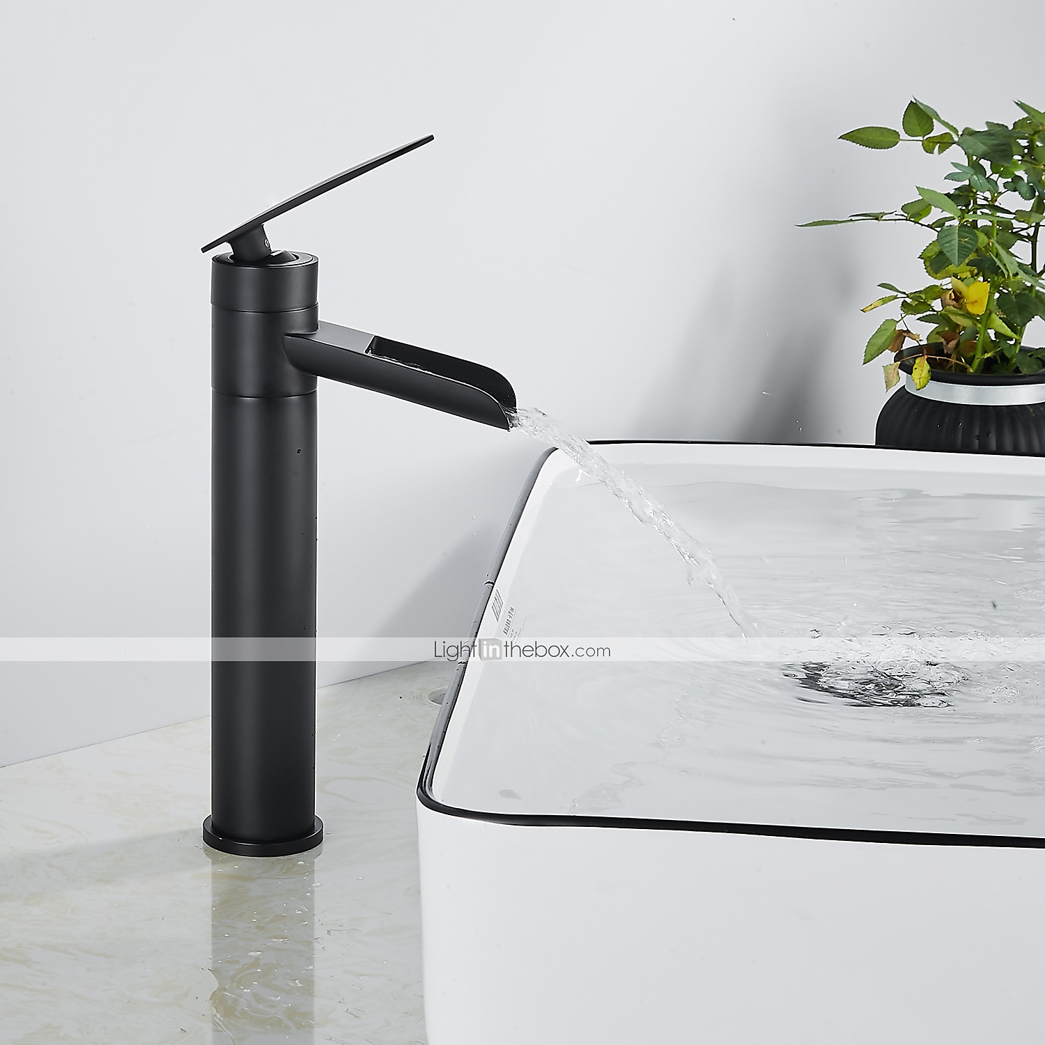 mitigeur de lavabo de salle de bain cascade haut, robinets de lavabo à une poignée en laiton antique avec tuyau froid et chaud de 2025 ? $113.99 –P13
