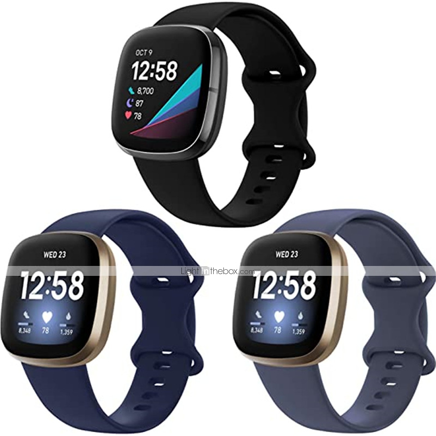 3 pezzi Cinturino per orologio  per Fitbit Versa 3 Sense Silicone morbido Sostituzione Cinghia Da donna Da uomo Impermeabile Cinturino sportivo Polsino del 2025 a $12.99 –P11