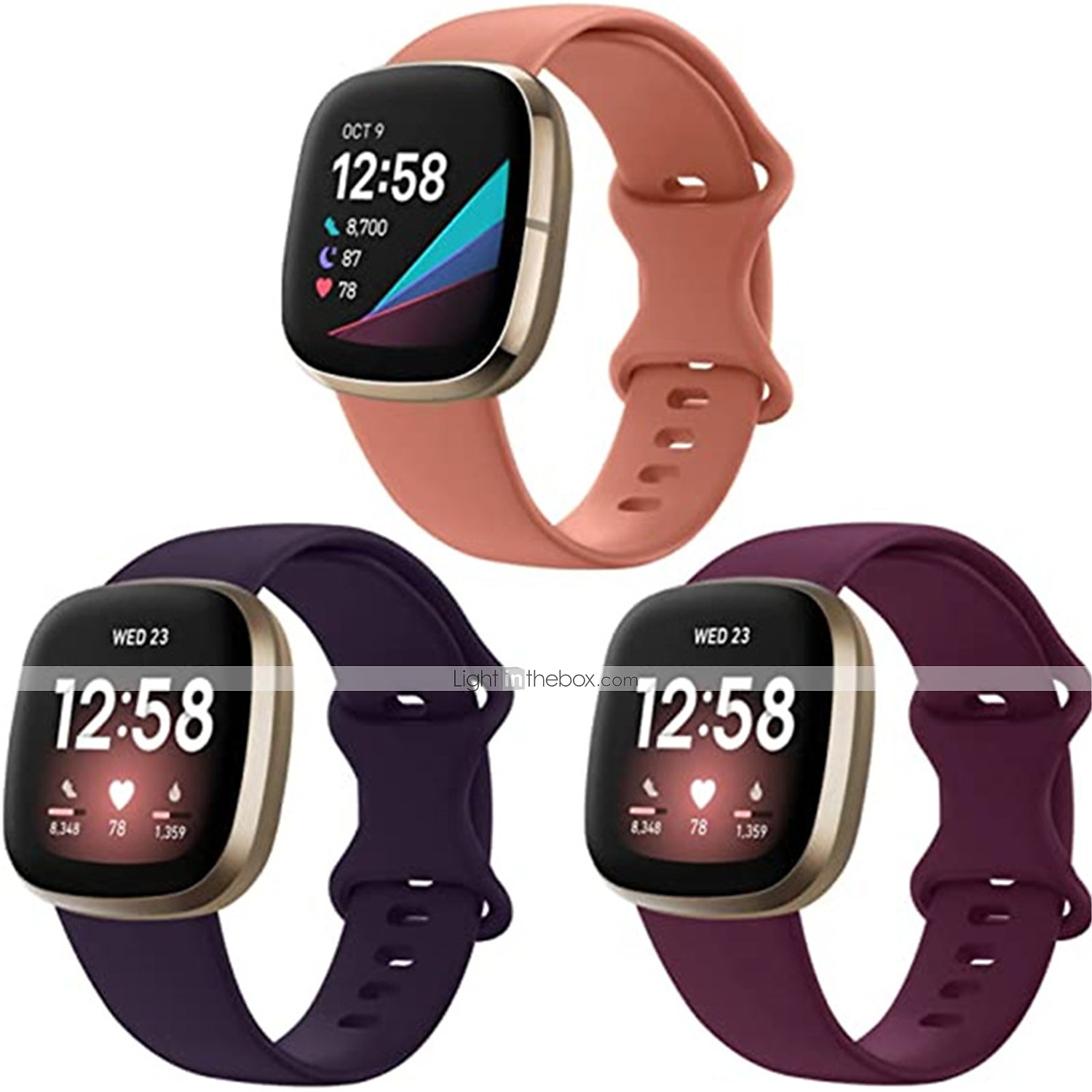 3 pezzi Cinturino per orologio  per Fitbit Versa 3 Sense Silicone morbido Sostituzione Cinghia Da donna Da uomo Impermeabile Cinturino sportivo Polsino del 2025 a $12.99 –P10