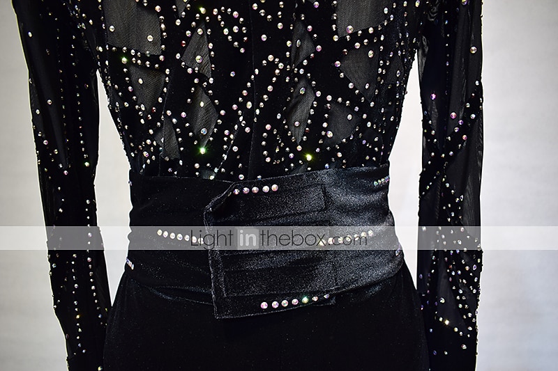 Eiskunstlaufkleid Damen Mädchen Eislaufen Kleider Austattungen Schwarz Elasthan Hochelastisch Ausbildung Wettbewerb Eiskunstlaufkleidung Handgemacht Volltonfarbe Kristalle Langarm Eislaufen 2026 - $202.49 –P5