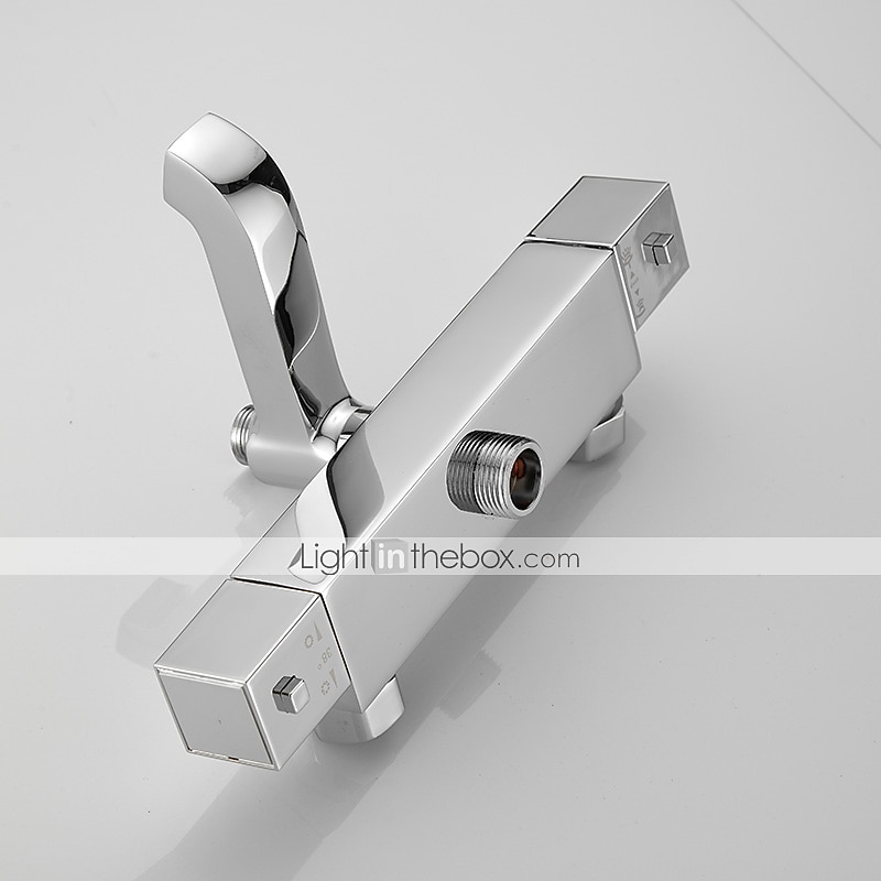 Shower Faucet,Rainfall Shower Head System / Thermostatic Mixer valve Set - Handshower Included pullout Rainfall Shower Contemporary Electroplated Mount Outside Ceramic Valve Bath Shower Mixer Taps 2025 - $307.79 –P17