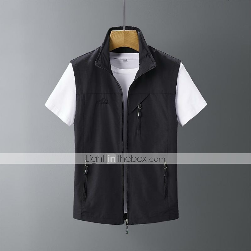 Voor heren Vissersvest Wandelvest Mouwloos Overkleding Rits top Buiten waterdicht Winddicht Ultralicht (UL) Ademend Chinlon Zwart Leger Groen Grijs Jagen Vissen Klimmen / Sneldrogend / Multi Pocket 2025 - $21.99 –P6