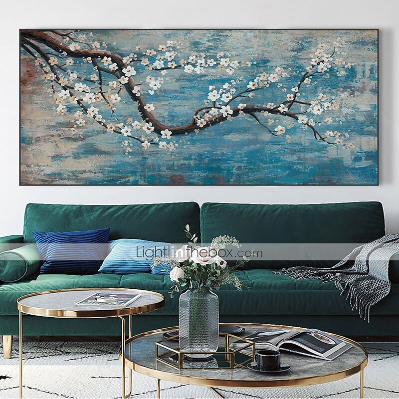 Oil Painting Hand Painted Horizontal Panoramic Landscape Floral / Botanical Modern Rolled Canvas (No Frame) 2025 - $83.99 –P5