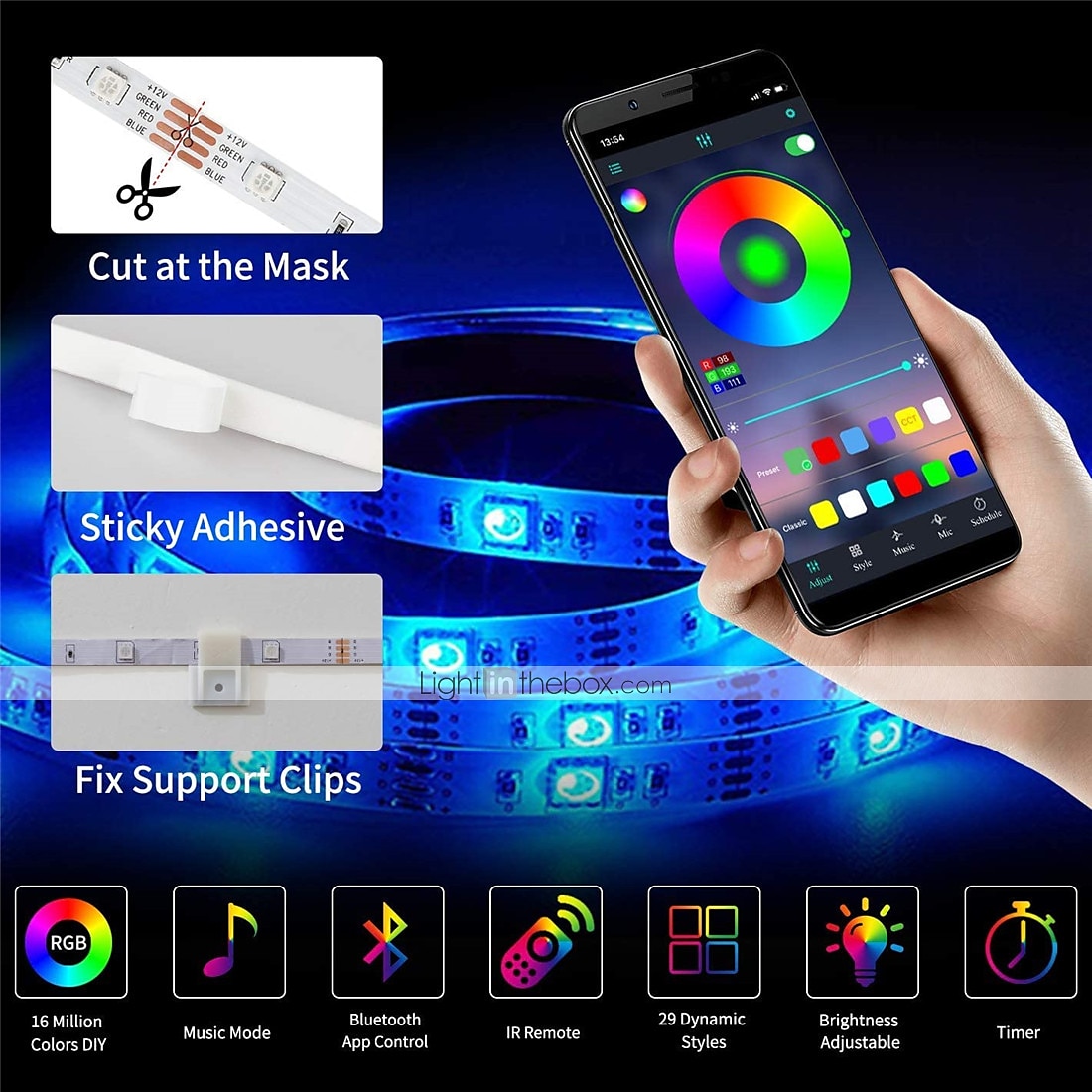 2025年 スマートwifiledストリップライトはalexa32.8ft-10mテープライトsmd5050音楽同期色変更で動作しますiOSandroidおよび12v電源用の寝室キッチンテレビパーティー  コレクション – $21.99 –P6