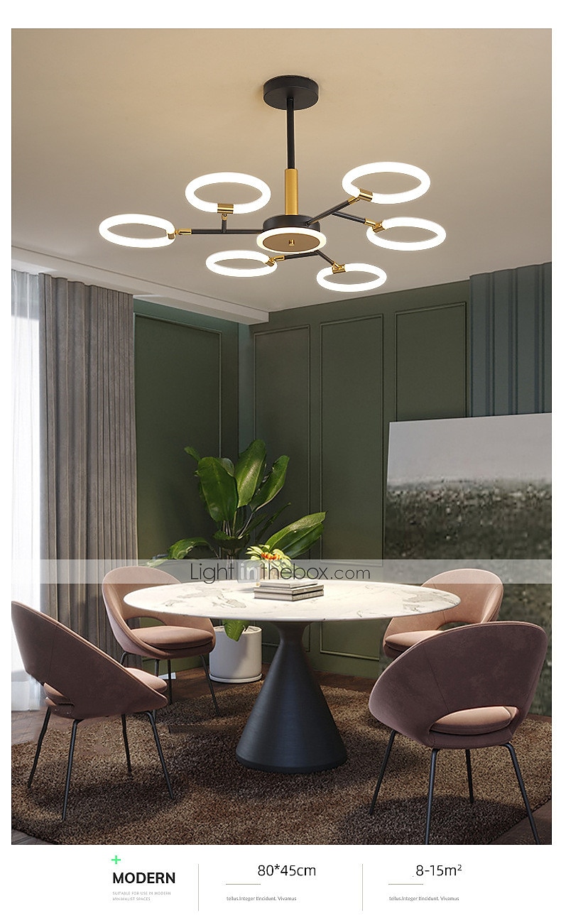 6/8/10 Heads LED Pendant Light Molecular Chandelier Ring Shape Adjustable Simple Modern Nordic Light Luxury Style Living Room Bedroom Dining Room Restaurant 2025 - $442.39 –P1