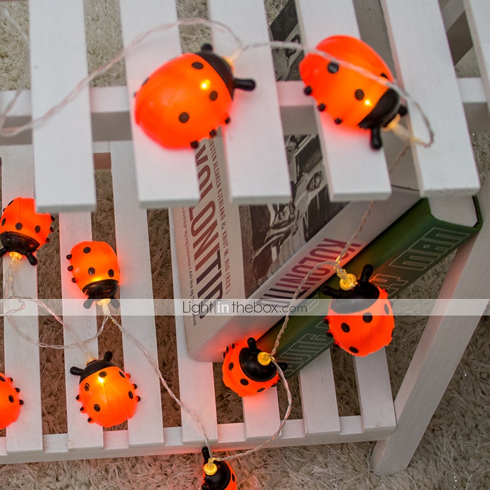 coccinelle luci stringa led luce fata 3 m 20 led 1.5 m 10 led alimentato a batteria giardino esterno recinzione natale halloween ghirlanda vacanza decorativa del 2025 a $13.99 –P2