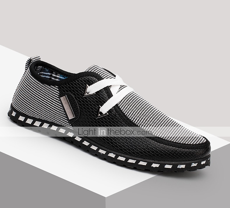 schwarz-weiße gewebte Slip-On-Freizeitschuhe für Herren für Komfort und Stil 2025 - $32.99 –P1