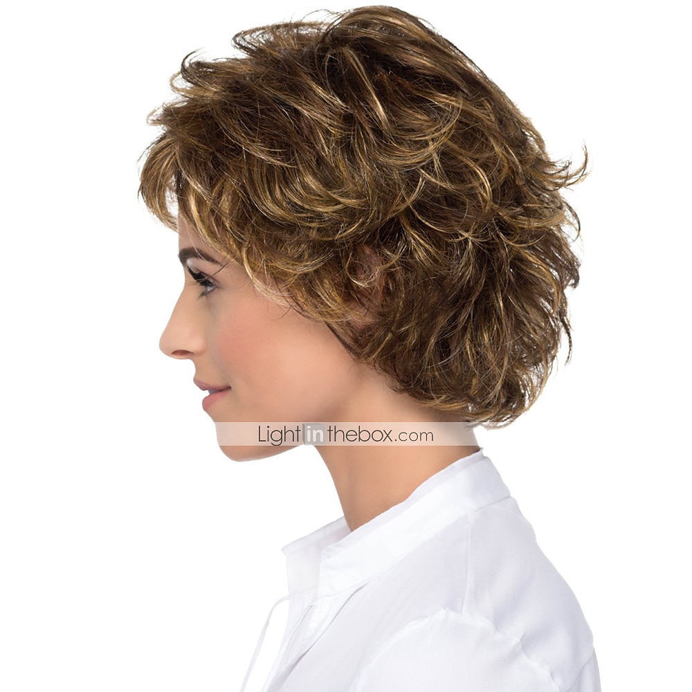 perucas marrons para mulheres cosplay traje peruca cacheada com franja cabelo curto castanho loiro sintético design de moda feminino bonito elástico loiro marrom de 2025 por $20.99 –P3