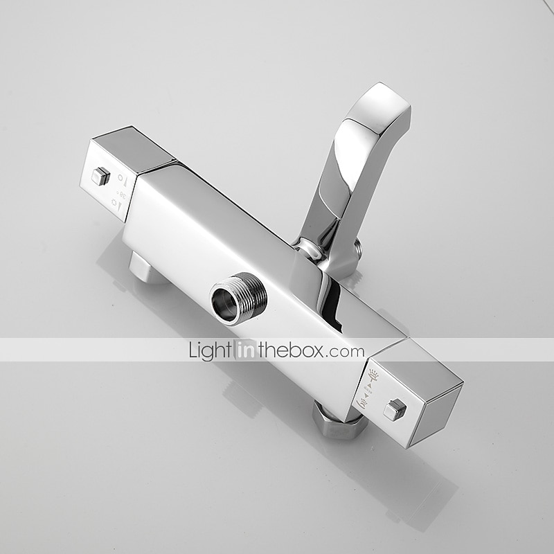 Shower Faucet,Rainfall Shower Head System / Thermostatic Mixer valve Set - Handshower Included pullout Rainfall Shower Contemporary Electroplated Mount Outside Ceramic Valve Bath Shower Mixer Taps 2025 - $307.79 –P16