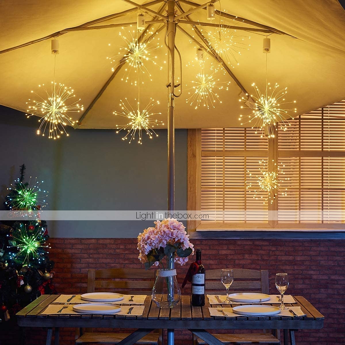 led tűzijáték starburst string lámpák kültéri vízálló 120 led diy függő tűzijáték réz tündér girland fények fesztivál party ünnep csillogó fény 2db 1db 2025 - $23.99 –P4