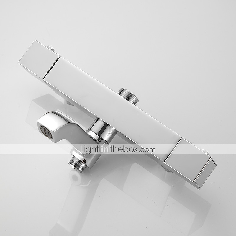Shower Faucet,Rainfall Shower Head System / Thermostatic Mixer valve Set - Handshower Included pullout Rainfall Shower Contemporary Electroplated Mount Outside Ceramic Valve Bath Shower Mixer Taps 2025 - $307.79 –P14