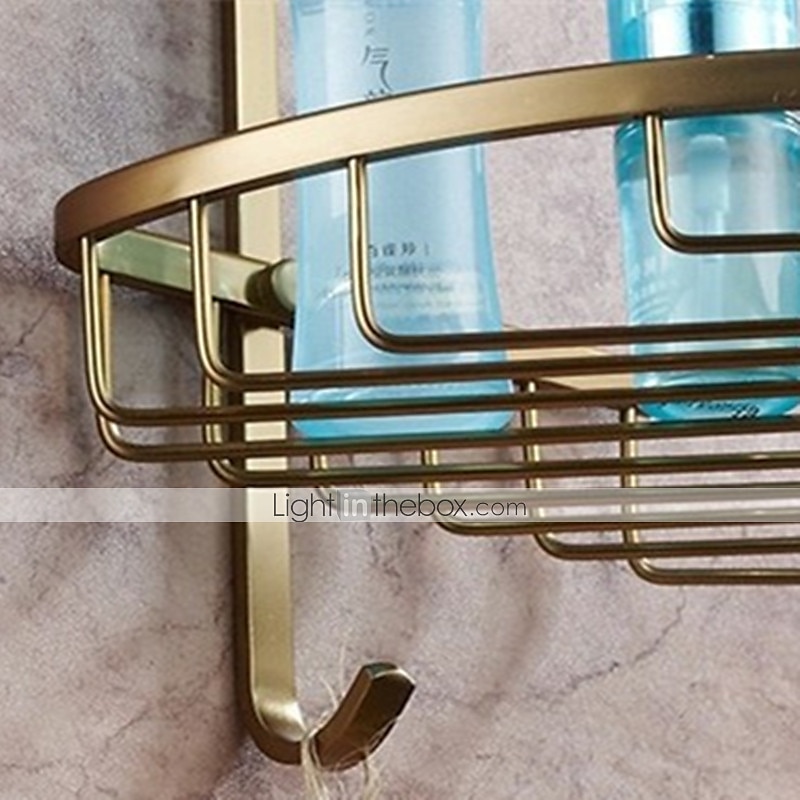 Prateleira de canto de banheiro multifuncional com 2 ganchos de alumínio 2 camadas rack de armazenamento para banheiro 1 peça de 2025 por $55.99 –P5