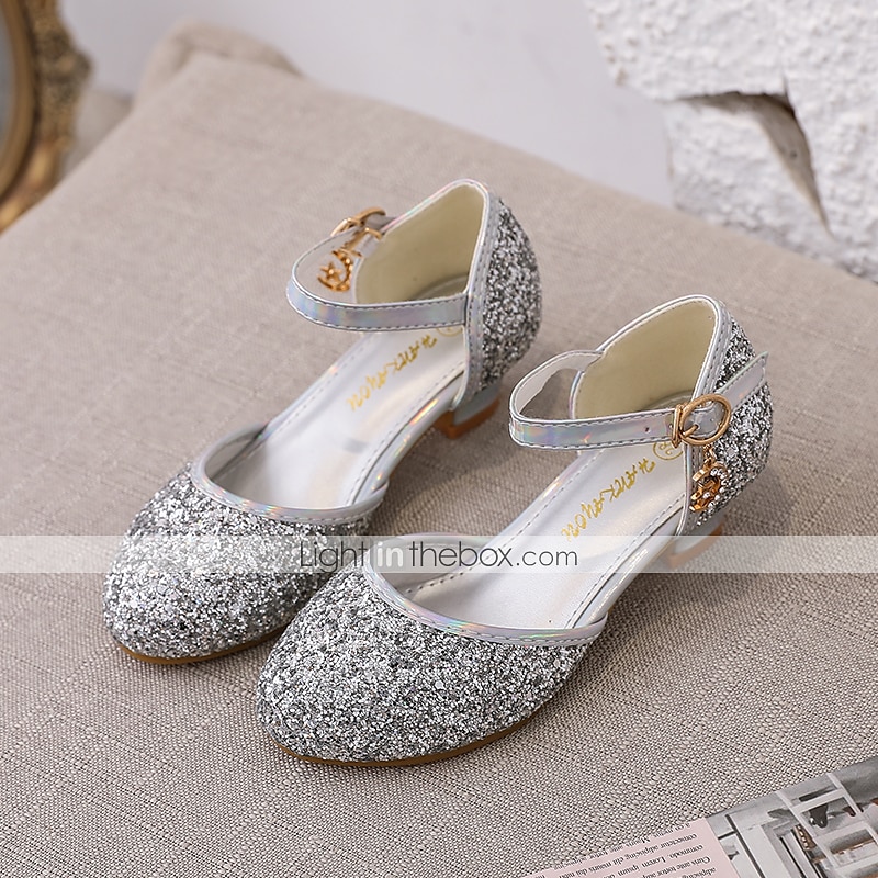 Girls' Heels Party Princess Shoes Glitters Rubber PU Little Kids(4-7ys) Big Kids(7years +) Daily Party & Evening Walking Shoes Rhinestone Buckle Sequin White Dusty Rose Blue Fall Spring 2025 - $46.99 –P4