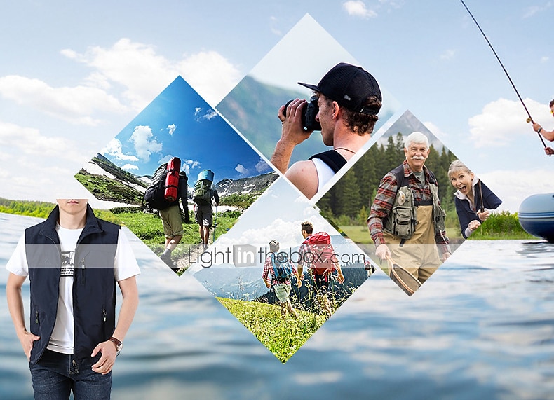 Voor heren Vissersvest Wandelvest Mouwloos Overkleding Rits top Buiten waterdicht Winddicht Ultralicht (UL) Ademend Chinlon Zwart Leger Groen Grijs Jagen Vissen Klimmen / Sneldrogend / Multi Pocket 2025 - $21.99 –P3