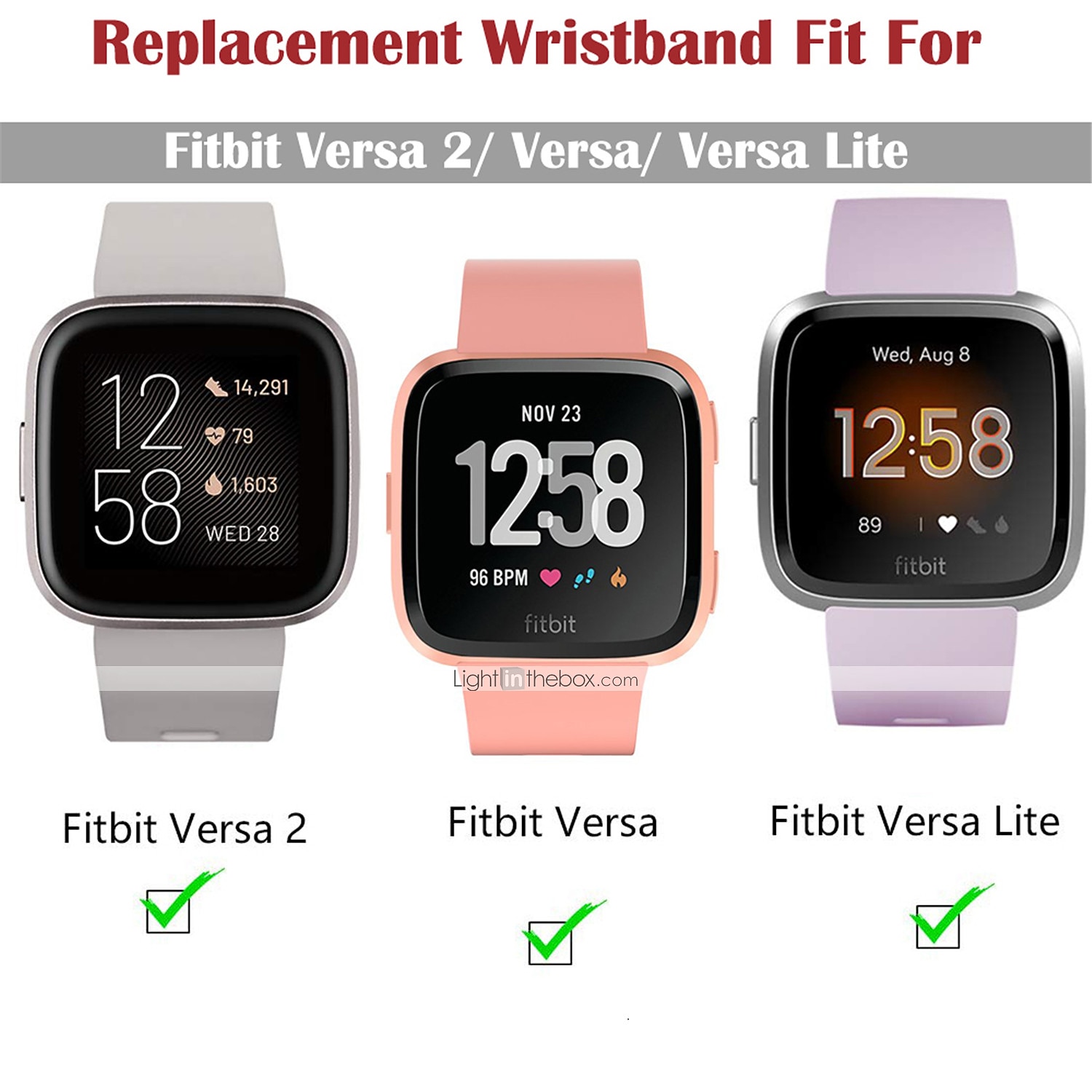 2025年 時計バンド のために Fitbit Versa 2 / Versa Lite / Versa SE / Versa シリコーン 置換 ストラップ ソフト 高通気性 スポーツバンド リストバンド  コレクション – $6.99 –P2