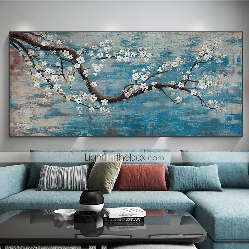 Oil Painting Hand Painted Horizontal Panoramic Landscape Floral / Botanical Modern Rolled Canvas (No Frame) 2025 - $83.99 –P3