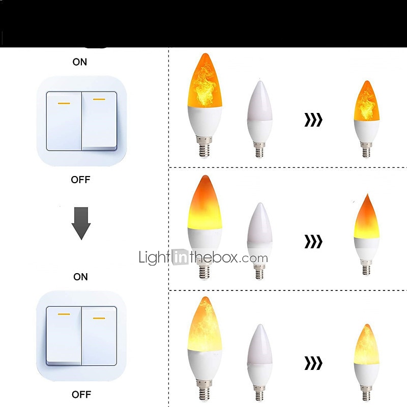 E14 3w Fire Flame Light Bulbs 3 Mode Candelabra  Warm White Chandelie Candle Light for Halloween Christmas Party Decorations C35 C35L 85-265V 2026 - $14.49 –P1