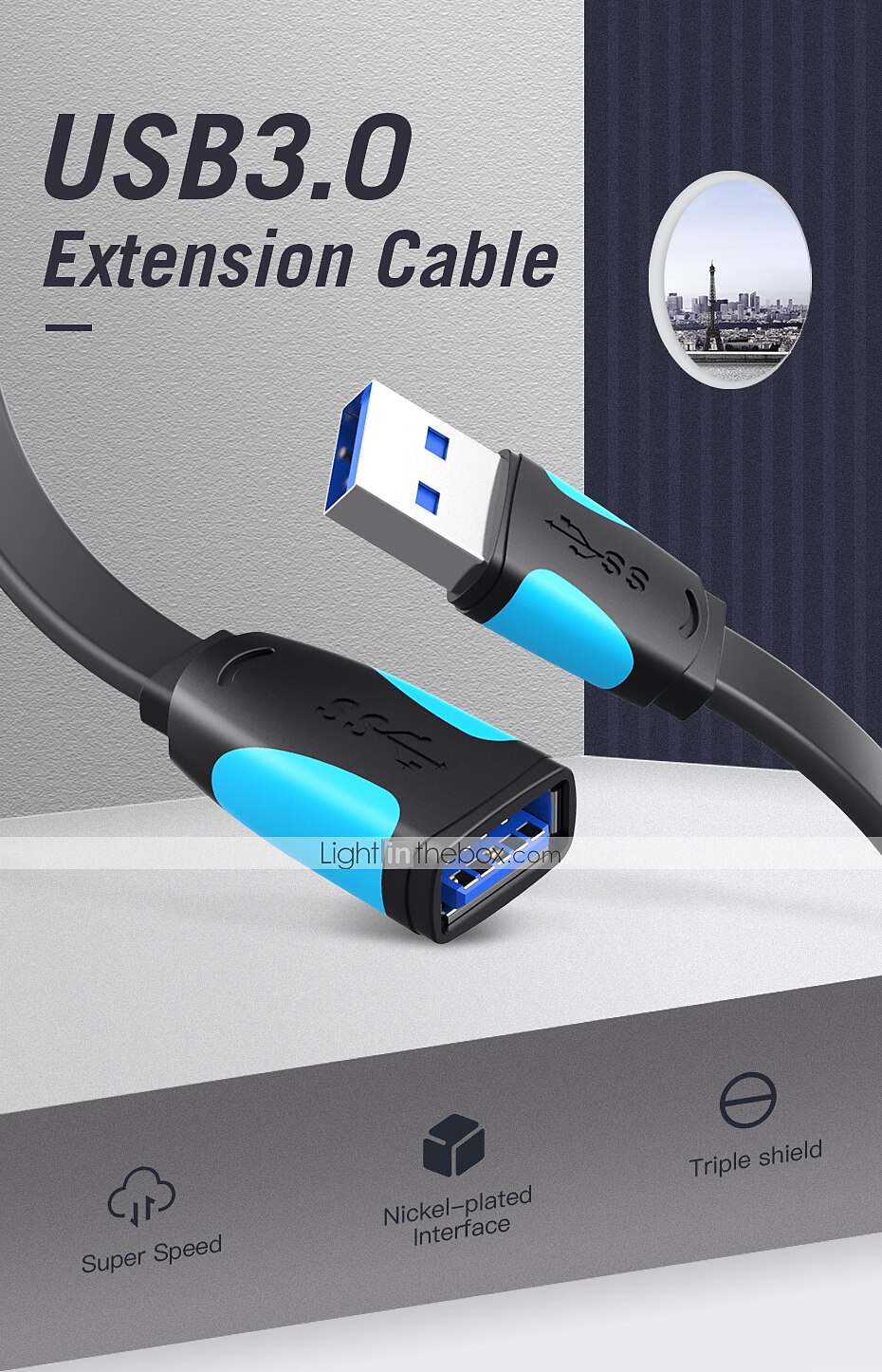 Cable Length: 1.5m Occus Computer Data Line USB 2.0 B Female Socket Panel Mount to USB B Male Printer Extension Cord with Ear Mount Extension Cable Wired 
