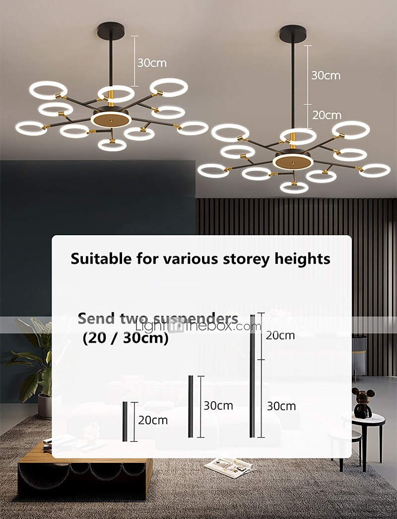6/8/10 Heads LED Pendant Light Molecular Chandelier Ring Shape Adjustable Simple Modern Nordic Light Luxury Style Living Room Bedroom Dining Room Restaurant 2025 - $442.39 –P6