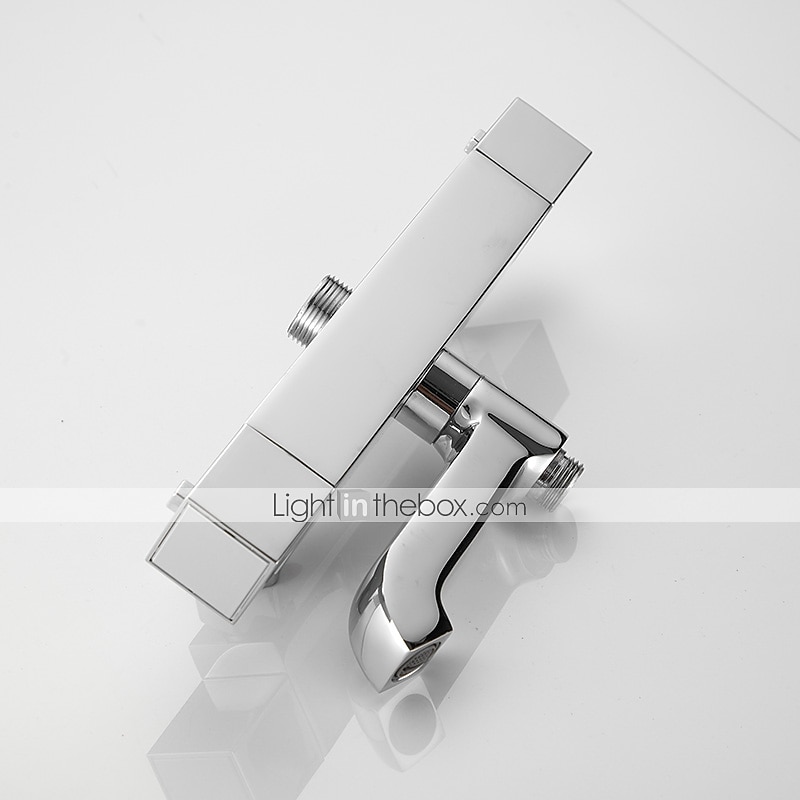 Shower Faucet,Rainfall Shower Head System / Thermostatic Mixer valve Set - Handshower Included pullout Rainfall Shower Contemporary Electroplated Mount Outside Ceramic Valve Bath Shower Mixer Taps 2025 - $307.79 –P13