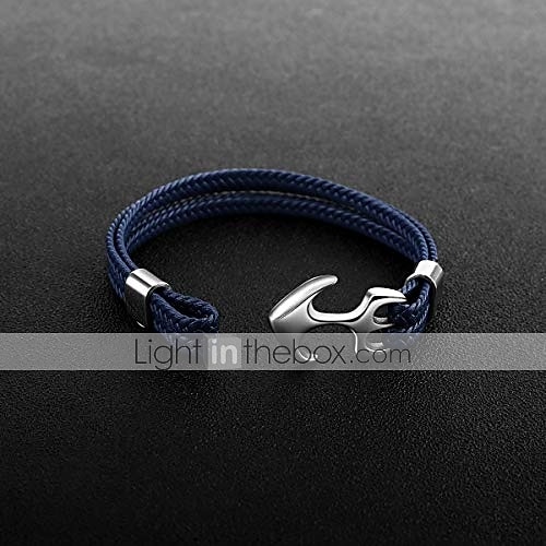 bracelet for men, sturdy cowhide leather bracelet, multilayer vintage anchor bracelet wrap cuff - blue with silver anchor 2025 - $16.49 –P2