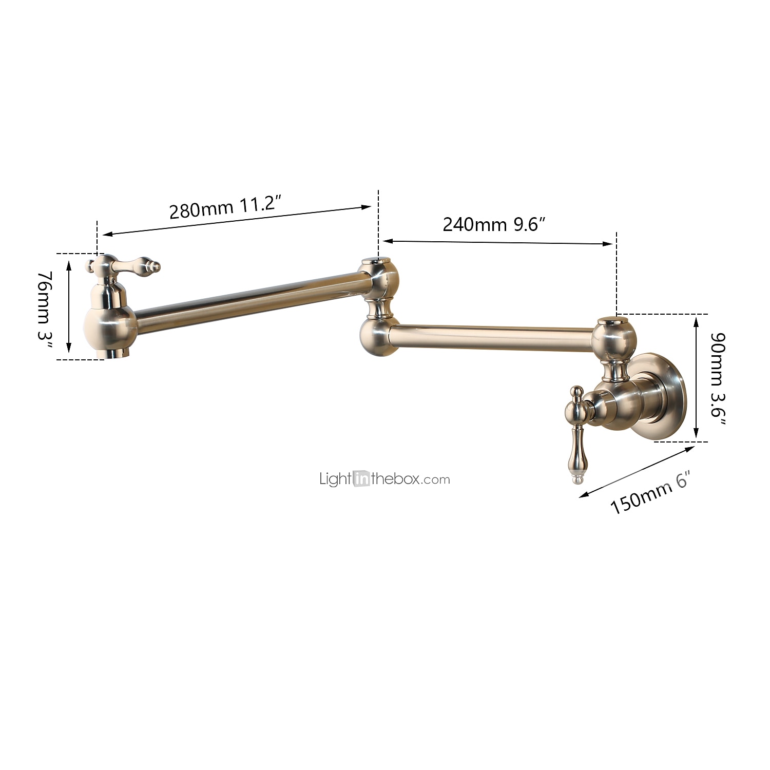 kjøkkenkran, kjøkkenkran, veggmontert grytefyll, sammenleggbar kjøkkenkran i messing 2025 - $170.99 –P8