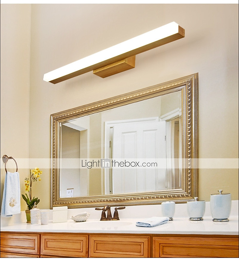 1-light 40/60/80cm lampka w łazience led lustro lampa przednia styl nordycki z litego drewna szafka łazienkowa lampa łazienka komoda prosty makijaż dziennik ściany światło 6 w/9 w/12 w 2025 - $113.99 –P5