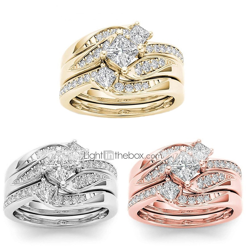 3buc Band Ring Inel For Pentru femei Cadou Bal Dată Ștras Aliaj 2025 - $11.99 –P1