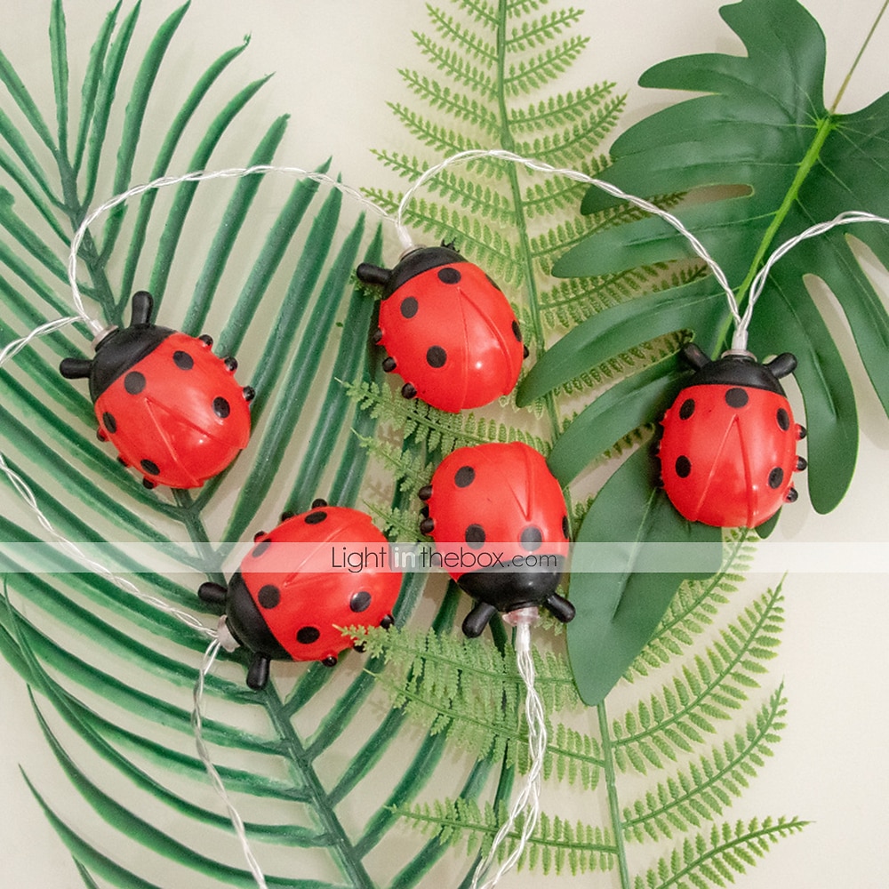 coccinelle luci stringa led luce fata 3 m 20 led 1.5 m 10 led alimentato a batteria giardino esterno recinzione natale halloween ghirlanda vacanza decorativa del 2025 a $13.99 –P6