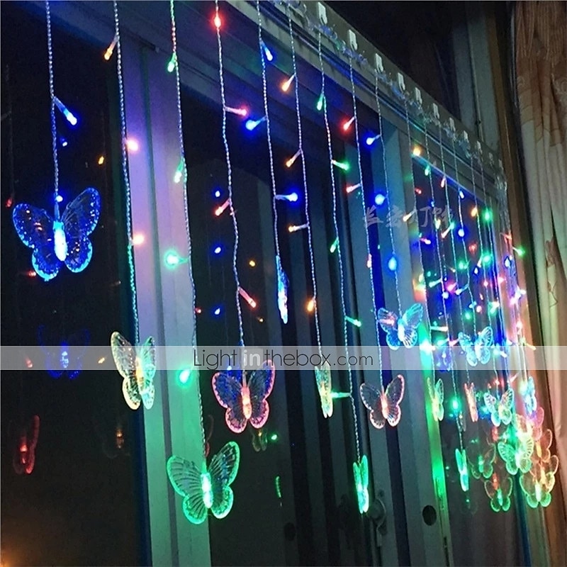 elegante Hochzeitsempfangsparty 3,5 m LED-Lichterkette in Schmetterlingsform 96 LED-Eiszapfen-Lichtervorhang Weihnachtshochzeit Feiertagsschlafzimmer-Dekorationslampe 110 V 220 V EU-Stecker US-Stecker 2025 - $25.99 –P6