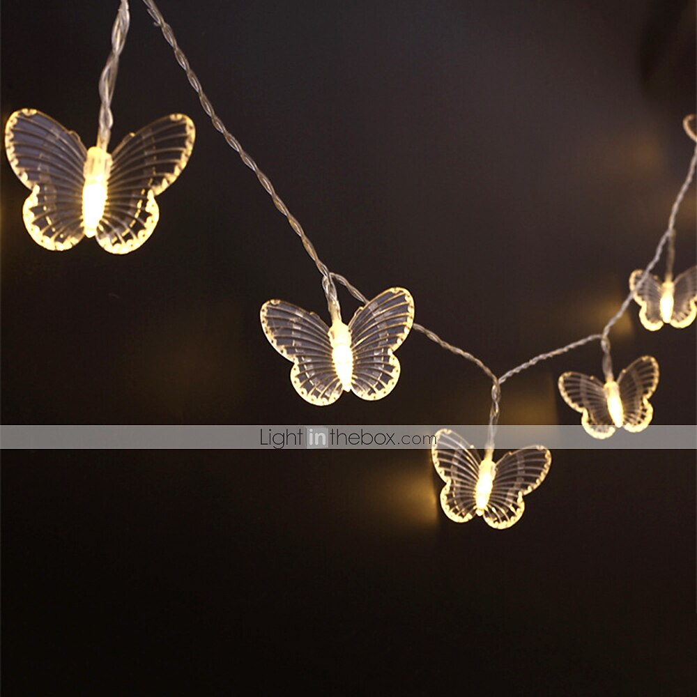 3m 20leds fjärilsgirland fairy lights, batteridrivna 1,5m 10leds ljusslingor perfekta för jul, utomhusträdgård, bröllop, födelsedagar &amp; flickrumsinredning 2025 - $13.49 –P5