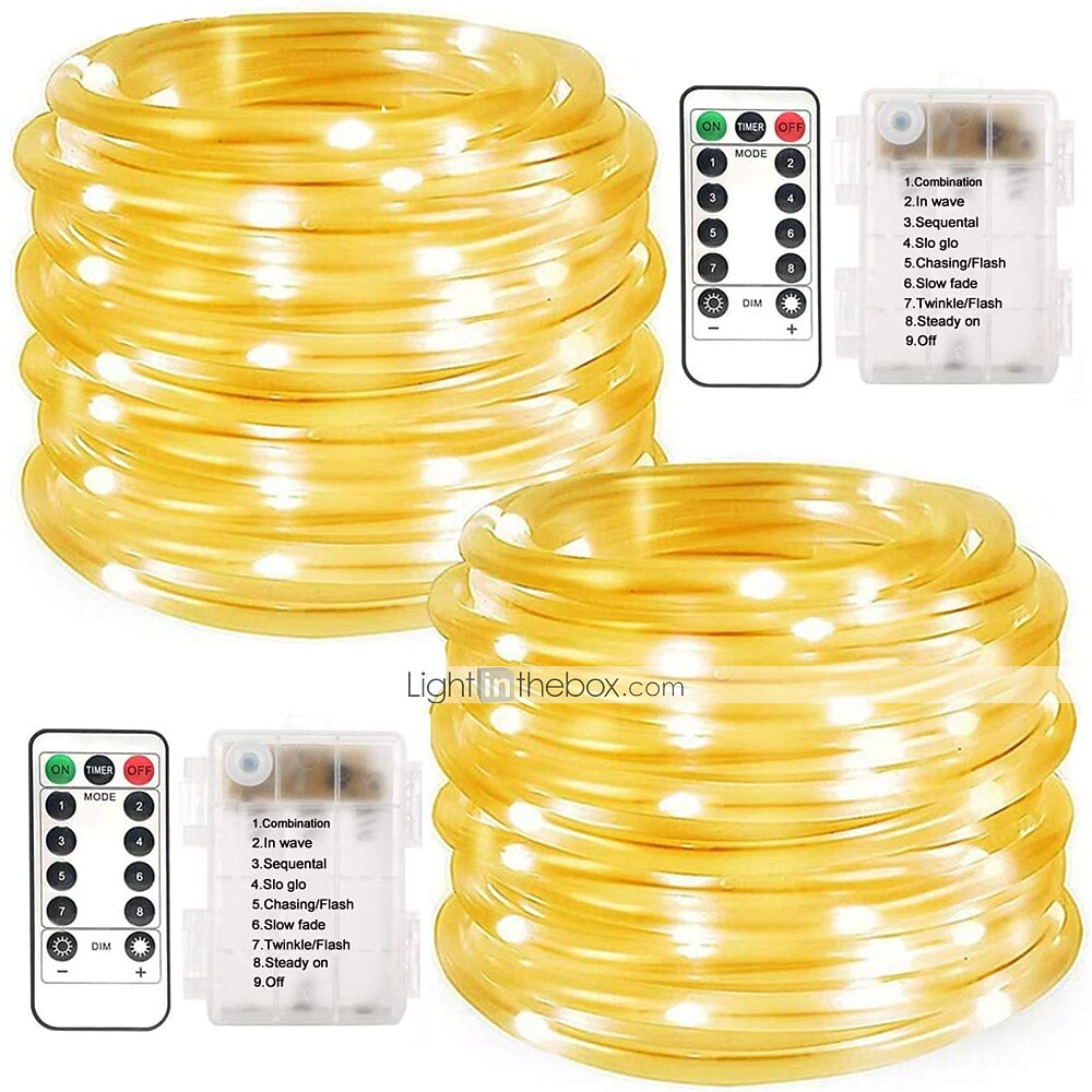 2025年 LEDロープライト屋外ストリングライトリモコン付きバッテリー駆動8モード400-200-100led色変更防水LEDストリングライトクリスマスパーティーキャンプデコラティ用フェアリーライト  コレクション – $33.99 –P12