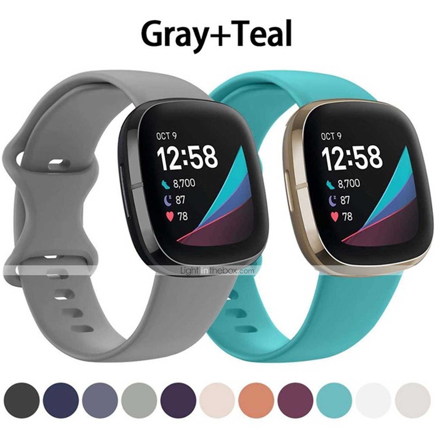 2-pak Slimme horlogeband Compatibel met: Fitbit Versa 4 Sense 2 Versa 3 Sense Zachte siliconen Smartwatch Band Waterbestendig Verstelbaar Ademend Sportband Vervanging Polsbandje 2026 - $11.99 –P13