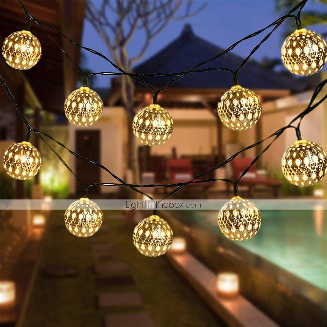 Boule marocaine lumières extérieures guirlandes solaires 5/7/10m 20/30/50leds globe guirlandes lumineuses lanterne multicolore blanc chaud blanc rvb pour extérieur jardin cour patio arbre de noël fête de 2025 ? $12.49 –P2