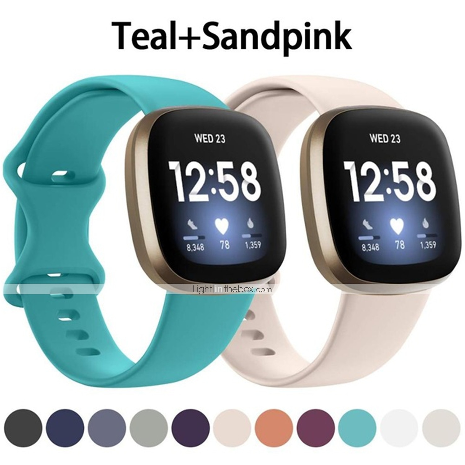 2-pak Slimme horlogeband Compatibel met: Fitbit Versa 4 Sense 2 Versa 3 Sense Zachte siliconen Smartwatch Band Waterbestendig Verstelbaar Ademend Sportband Vervanging Polsbandje 2026 - $11.99 –P18