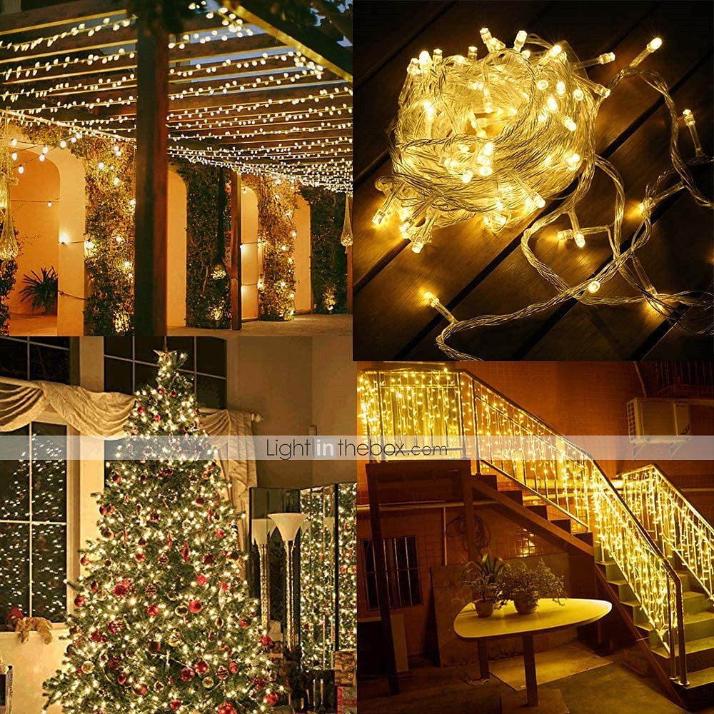 led lichtslingers 800 leds 400 leds 300 leds 200 leds 100 leds plug in lichtslingers 8 modi waterdicht binnen buiten kerstboom bruiloftsfeest slaapkamer decoraties eu stekker 220-240v en ons stekker 2025 - $15.99 –P3