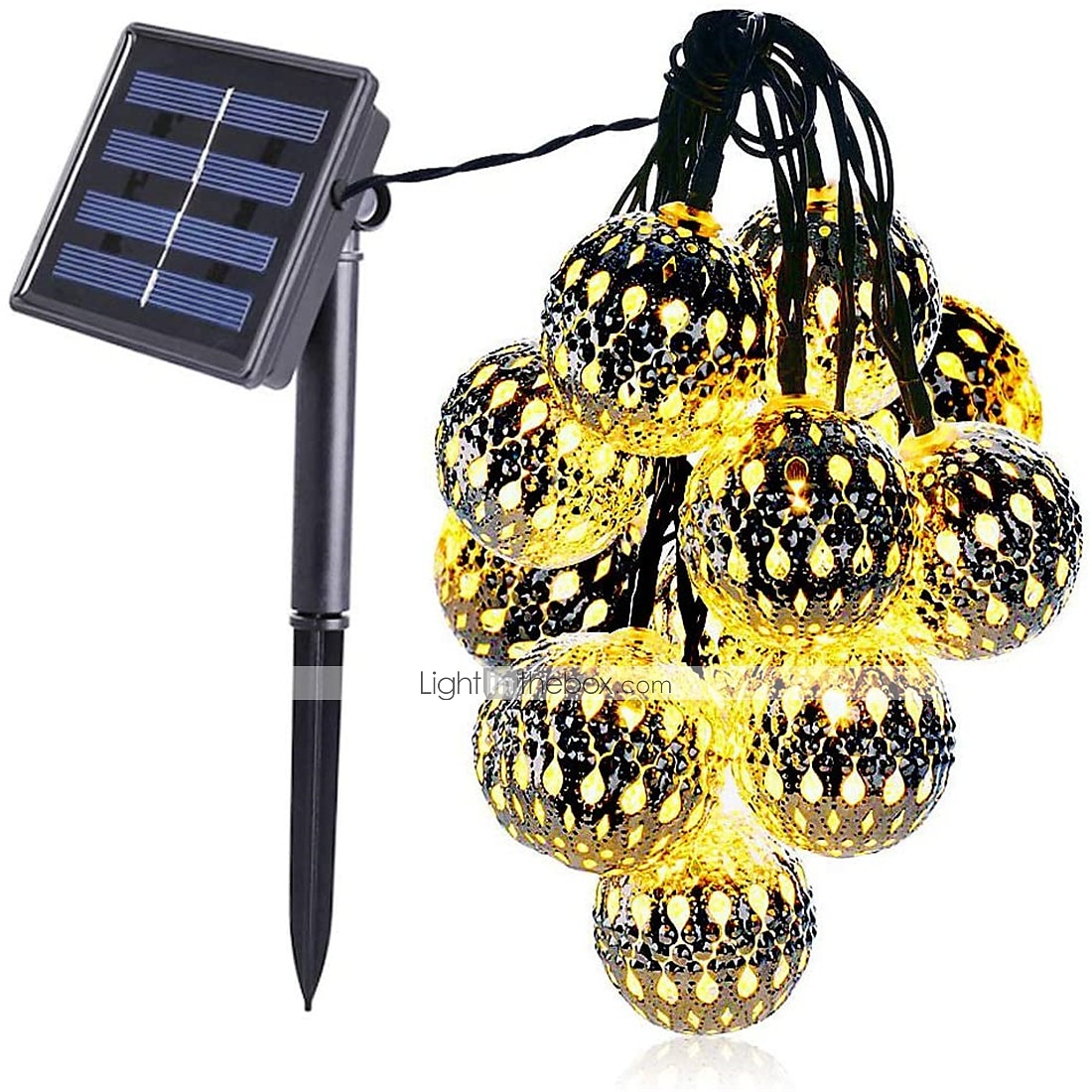 Boule marocaine lumières extérieures guirlandes solaires 5/7/10m 20/30/50leds globe guirlandes lumineuses lanterne multicolore blanc chaud blanc rvb pour extérieur jardin cour patio arbre de noël fête de 2025 ? $12.49 –P1