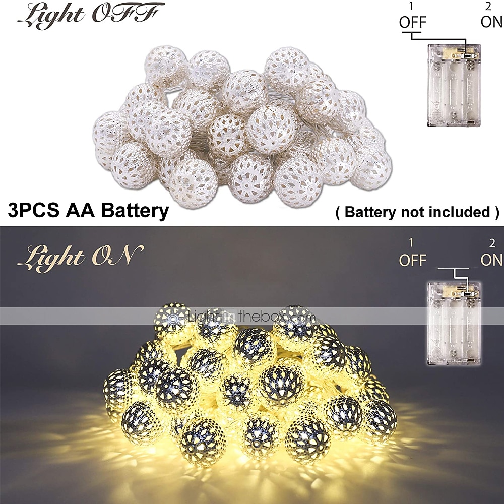 Elegant Wedding Party Reception Ramadan Eid Moroccan Metal String Lights USB or AA Battery Powered - 10-50 LEDs Waterproof Outdoor Garden Home Decor 2026 - $9.49 –P3