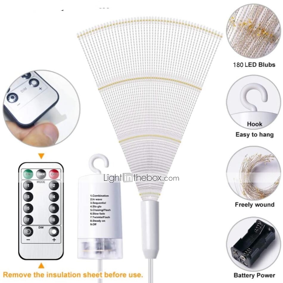 Elegant Wedding Party Reception Outdoor Waterproof Firework Lights - 180 LED Starburst Copper Wire Twinkle Lights, 8 Modes, Remote Hanging Lights for Patio, Bedroom & Garden Decor 2025 - $26.99 –P12