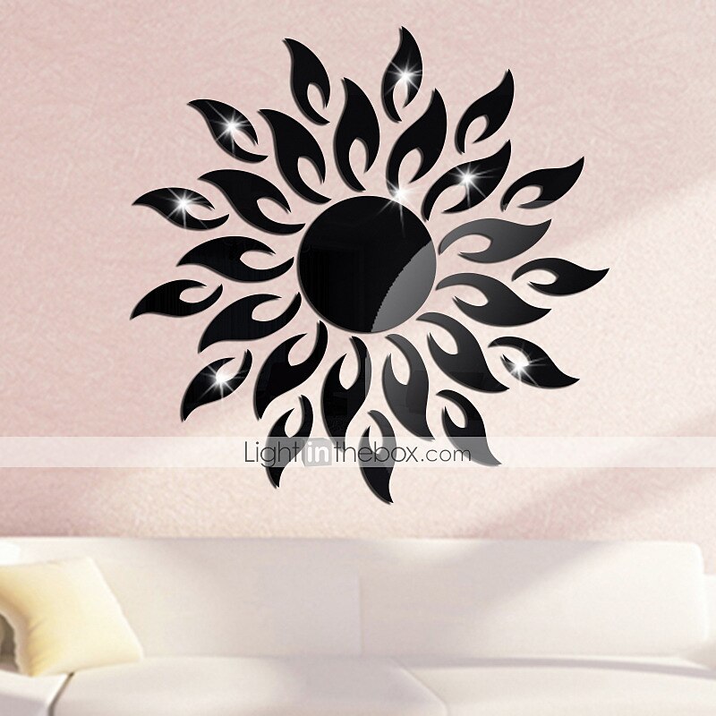 3D Mirror Sun Shaped Wall Stickers Removable Decal Home DIY Art Decoration New
