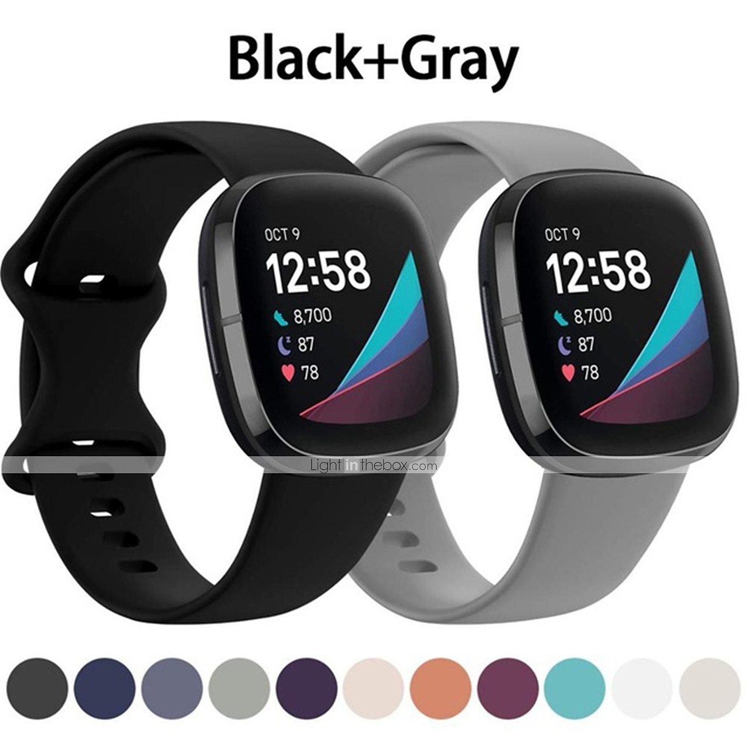 2-pak Slimme horlogeband Compatibel met: Fitbit Versa 4 Sense 2 Versa 3 Sense Zachte siliconen Smartwatch Band Waterbestendig Verstelbaar Ademend Sportband Vervanging Polsbandje 2026 - $11.99 –P15