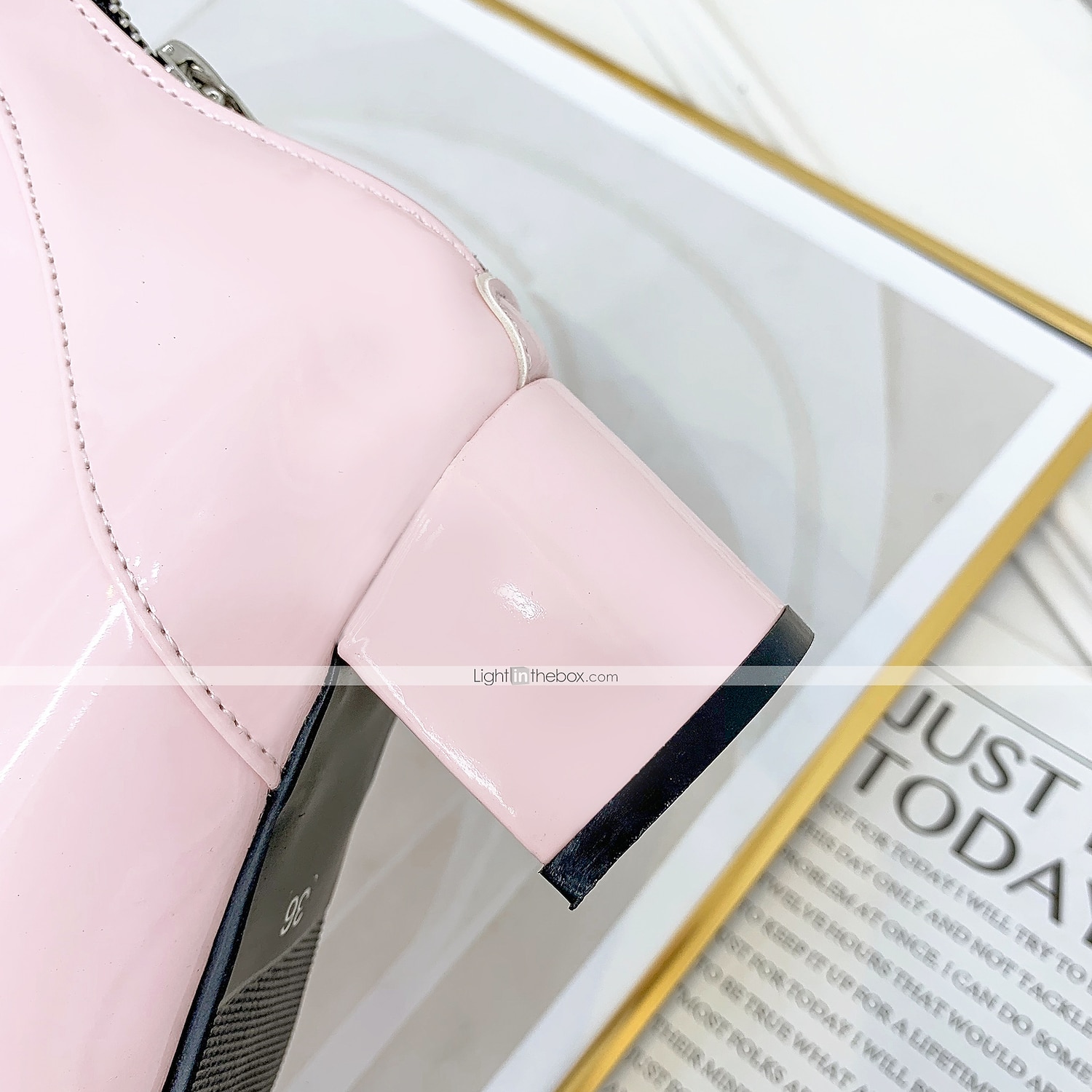 Botas femininas de couro envernizado amarelo com salto grosso e forro de lã, botas curtas da moda brilhantes para uso casual, festas e saídas à noite de 2025 por $46.99 –P6