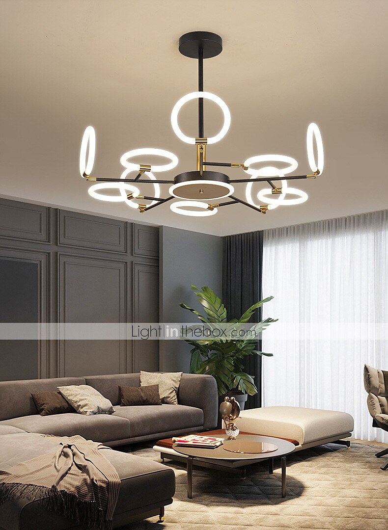 6/8/10 teste lampada a sospensione a led lampadario molecolare a forma di anello regolabile semplice moderna luce nordica stile di lusso soggiorno camera da letto sala da pranzo ristorante del 2025 a $722.72 –P2