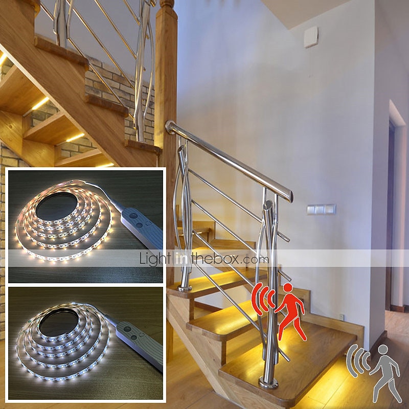 Schranklicht Mit Bewegungsmelder LED-Unterschrankleuchte, 3 m/2 m, kabelloser PIR-Bewegungssensor, wasserdichte LED-Streifenlampe für Küche, Treppe, Kleiderschrank, Nachttisch, 1/2 Stück 2025 - $15.49 –P1