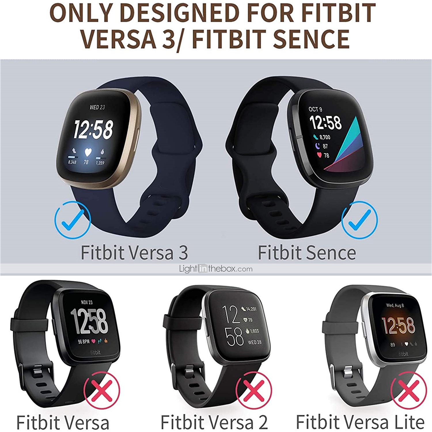Smart Watch Band Compatible with Fitbit Versa 3 Sense Silicone Smartwatch Strap Elastic Breathable Sport Band Replacement  Wristband 2026 - $11.99 –P5